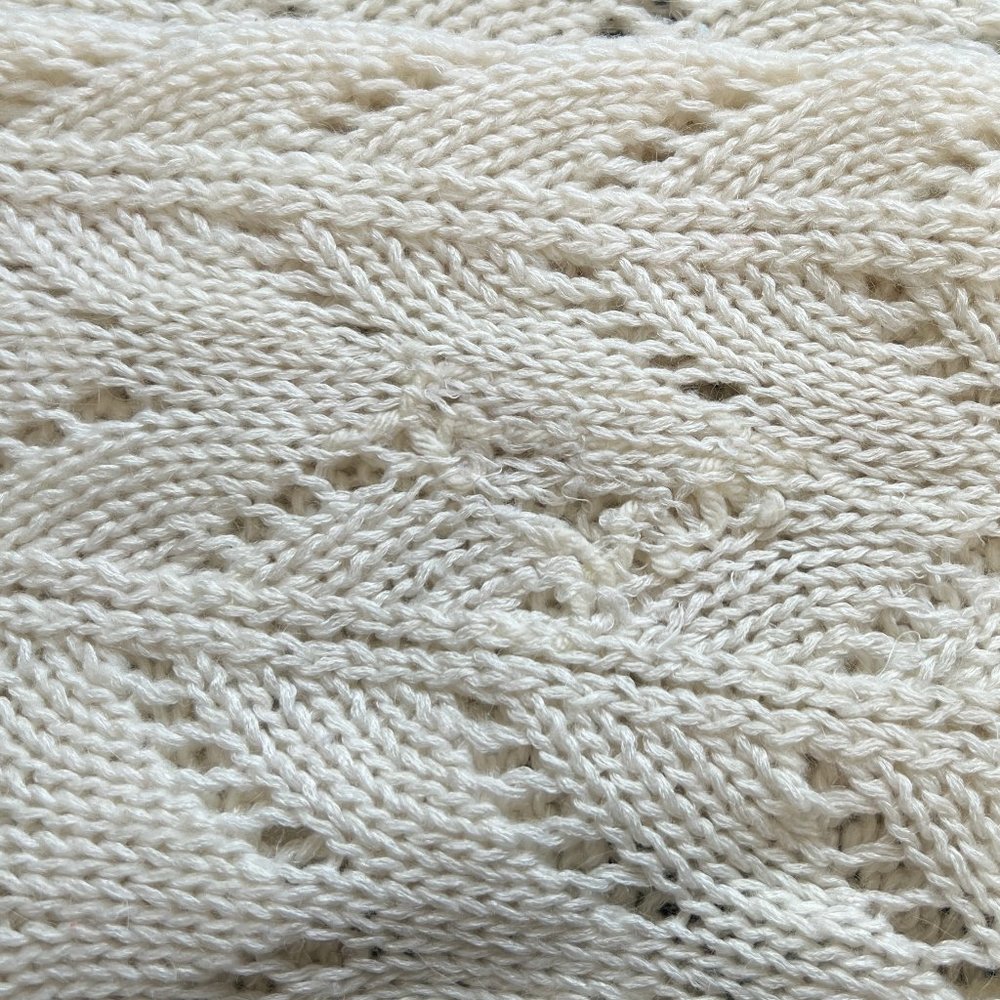 Stunning Vintage Oversized Open Crochet Cable Knit Cardigan Sweater Jumper White - Picture 5 of 7